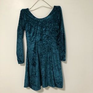 80s green/blue velvet dress